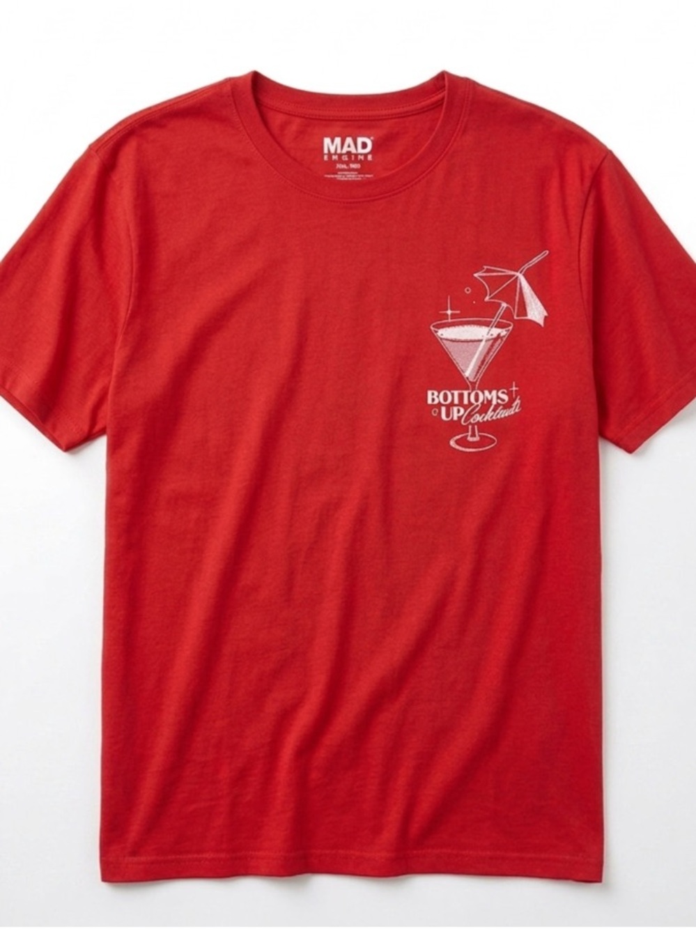 Mad Engine Bottoms Up Cocktails" Graphic T-Shirt Red XXL NWT